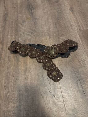 White Fox Boutique Brown Studded Heart Belt